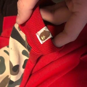 RED AND CAMO BAPE HOODIE